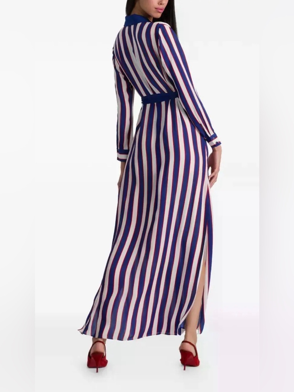 Alice + Olivia Chassidy striped-pattern shirt dress twilight blue Sz XS new $595 - Picture 2 of 10